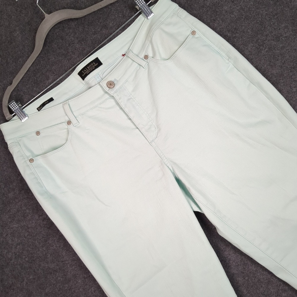Talbots Flawless Five-Pocket Mint Green Crop‎ Denim Jeans Womens 16WP Petite